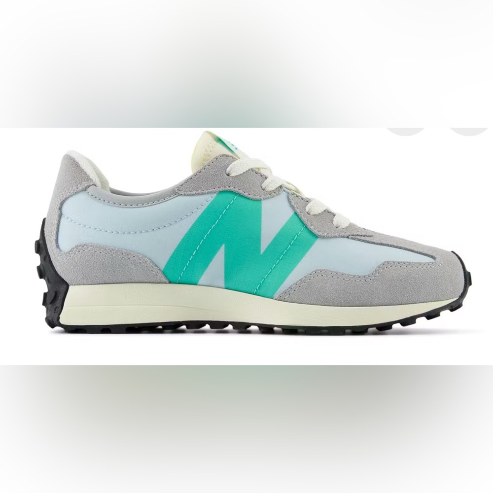 New Balance 327 Kids' Sneakers- Gray and Teal.  Kids size 7- Women’s  8.5
